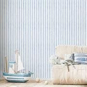Papier peint tapisserie fines rayures bleues verticales - Papierpeint - panoramique.fr