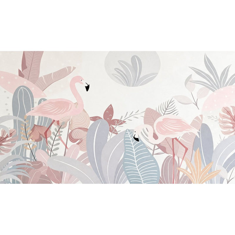 Papier peint tapisserie flamant rose pour chambre d'enfant — autocollant