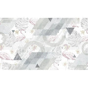Papier peint tapisserie flamant rose noir et blanc graphique - Papierpeint - panoramique.fr