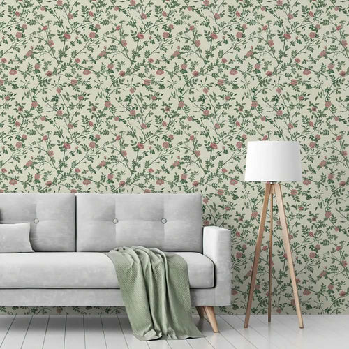 Papier peint tapisserie fleuri vintage anglais cottage - Papierpeint - panoramique.fr