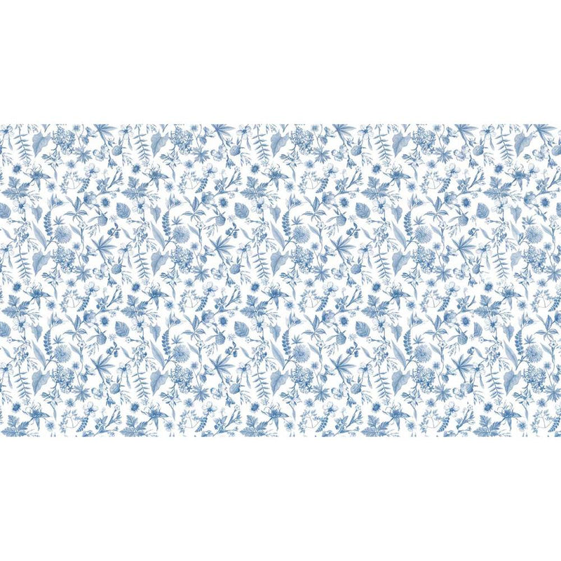 Papier peint tapisserie fleuri vintage bleu — autocollant