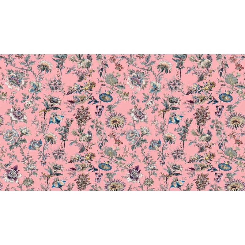 Papier peint tapisserie fleuri vintage rose rétro — autocollant