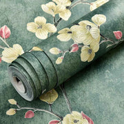 Papier peint tapisserie fleuri vintage vert - Papierpeint - panoramique.fr