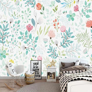 Papier peint tapisserie fleurs et feuillages chambre bébé - Papierpeint - panoramique.fr
