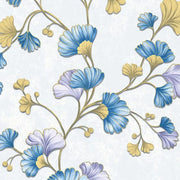 Papier peint tapisserie fleurs et feuilles de ginkgo - Papierpeint - panoramique.fr