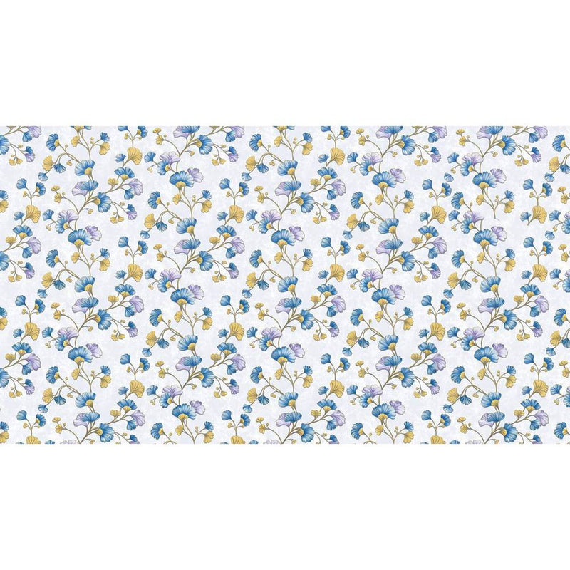 Papier peint tapisserie fleurs et feuilles de ginkgo — autocollant
