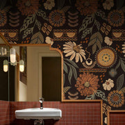 Papier peint tapisserie fleurs marron vintage - Papierpeint - panoramique.fr