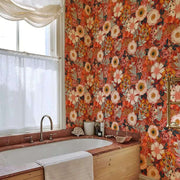Papier peint tapisserie fleurs orange vintage - Papierpeint - panoramique.fr