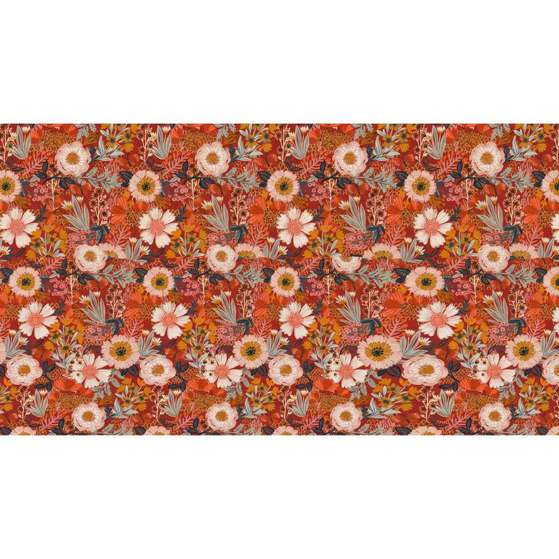 Papier peint tapisserie fleurs orange vintage — autocollant