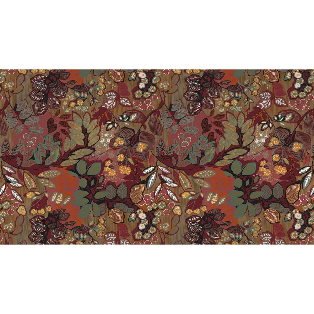 Papier peint tapisserie fleurs rouges vintage - motif