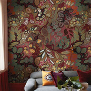 Papier peint tapisserie fleurs rouges vintage - Papierpeint - panoramique.fr