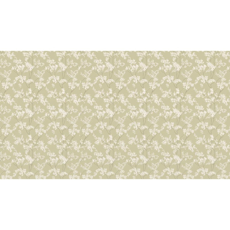 Papier peint tapisserie fleurs vert sauge et blanc — autocollant
