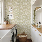 Papier peint tapisserie fleurs vert sauge et blanc - Papierpeint - panoramique.fr