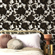 Papier peint tapisserie floral noir et or - Papierpeint - panoramique.fr