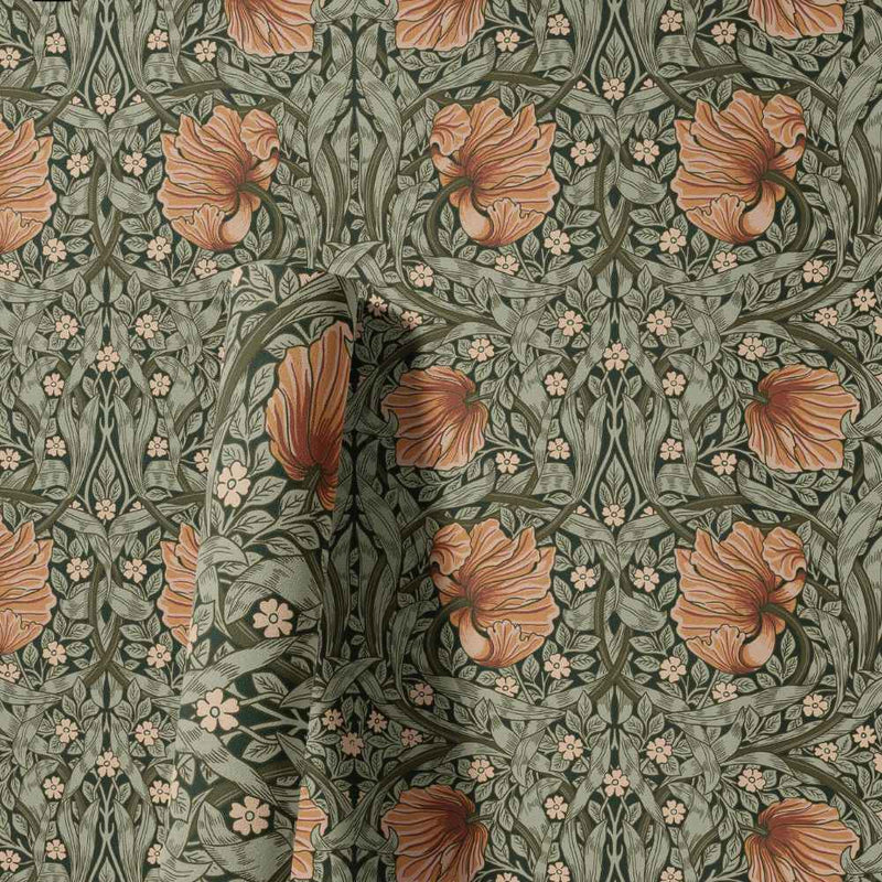 Papier peint tapisserie floral terracotta et vert vintage — autocollant