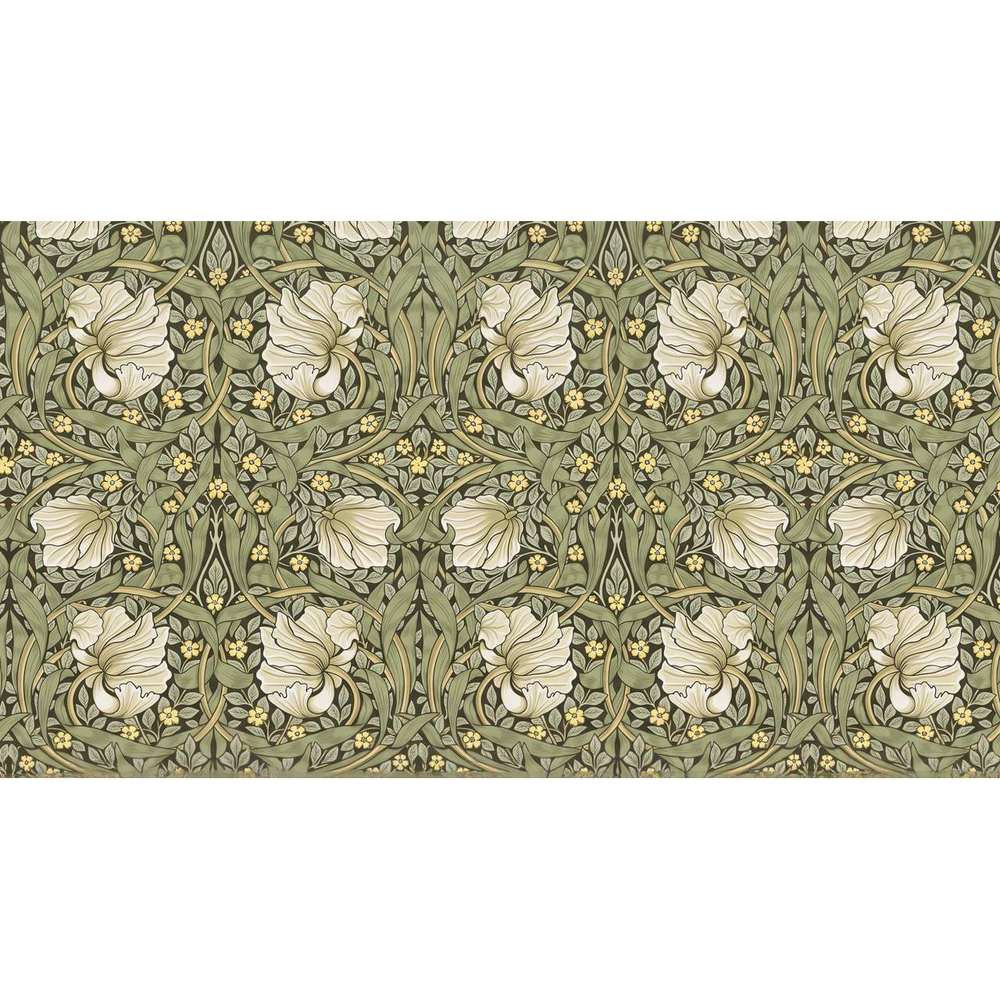 Papier peint tapisserie floral vintage vert sauge - motif