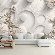Papier peint tapisserie géométrie et grosses fleurs - Papierpeint - panoramique.fr