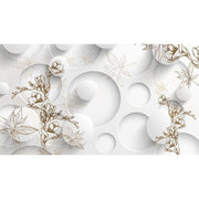 Papier peint tapisserie géométrie et grosses fleurs - Papierpeint - panoramique.fr