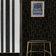 Papier peint tapisserie géométrique noir et or - Papierpeint - panoramique.fr