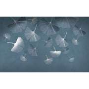Papier peint tapisserie ginkgo bleu apaisant - Papierpeint - panoramique.fr