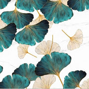 Papier peint tapisserie ginkgo bleu vert et doré - Papierpeint - panoramique.fr
