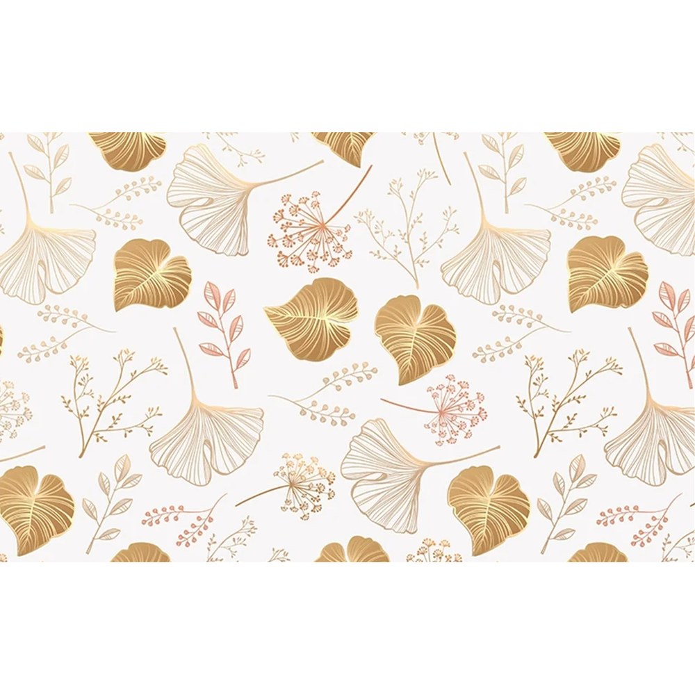 Papier peint tapisserie ginkgo doré chic - motif