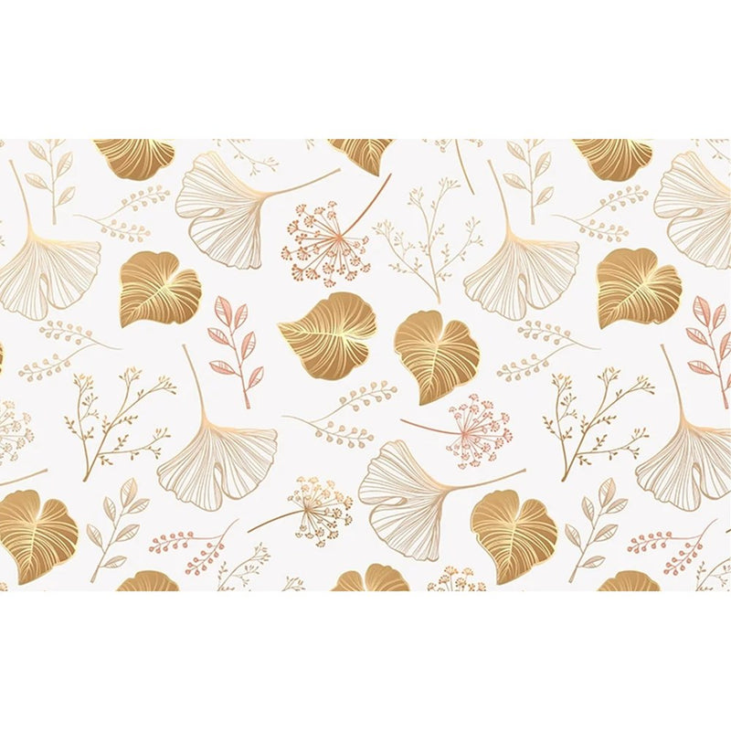 Papier peint tapisserie ginkgo doré chic — autocollant