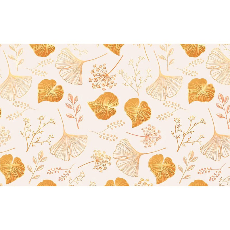 Papier peint tapisserie ginkgo terracotta chaleureux — autocollant