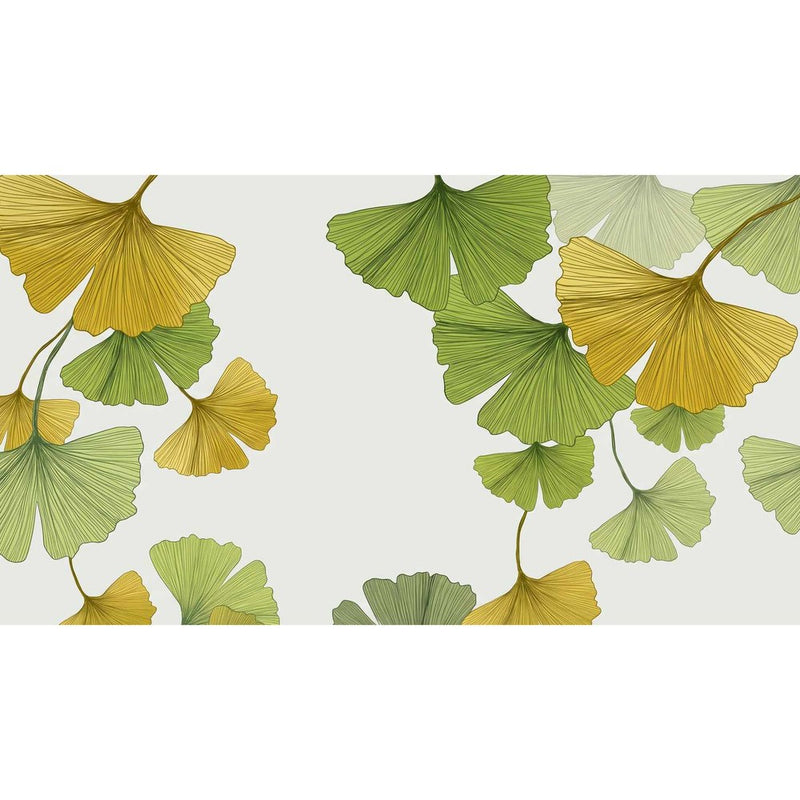 Papier peint tapisserie ginkgo vert végétal — autocollant