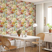Papier peint tapisserie grosses fleurs anglaises colorées - Papierpeint - panoramique.fr