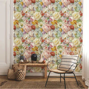 Papier peint tapisserie grosses fleurs anglaises colorées - Papierpeint - panoramique.fr