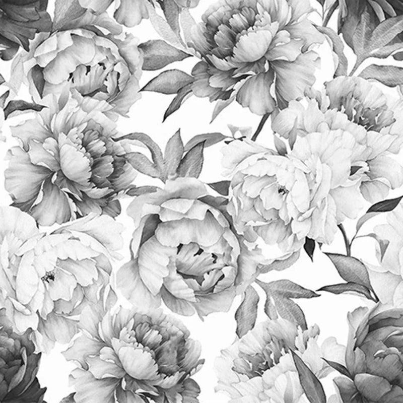 Papier peint tapisserie grosses fleurs blanches monochrome — autocollant