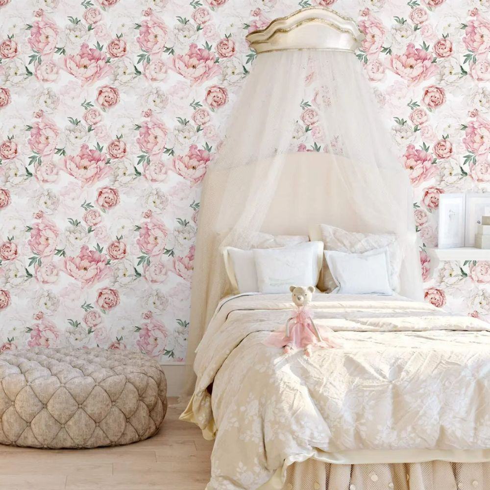 Papier peint tapisserie grosses fleurs pour chambre d'enfant - Papierpeint - panoramique.fr