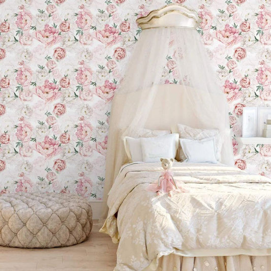 Papier peint tapisserie grosses fleurs pour chambre d'enfant - Papierpeint - panoramique.fr