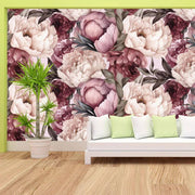 Papier peint tapisserie grosses fleurs pivoines - Papierpeint - panoramique.fr