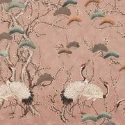 Papier peint tapisserie japonais grues et cerisiers en fleurs - Papierpeint - panoramique.fr