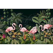 Papier peint tapisserie jungle et flamants roses exotique - Papierpeint - panoramique.fr