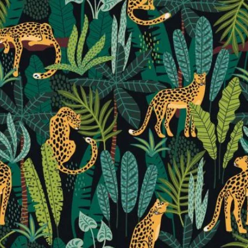 Papier peint tapisserie jungle et léopard — autocollant