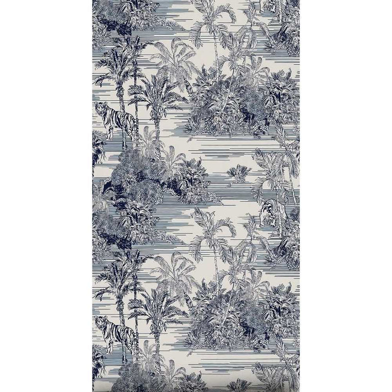 Papier peint tapisserie jungle toile de Jouy — autocollant