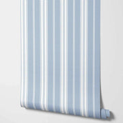 Papier peint tapisserie larges rayures bleu et blanc - Papierpeint - panoramique.fr