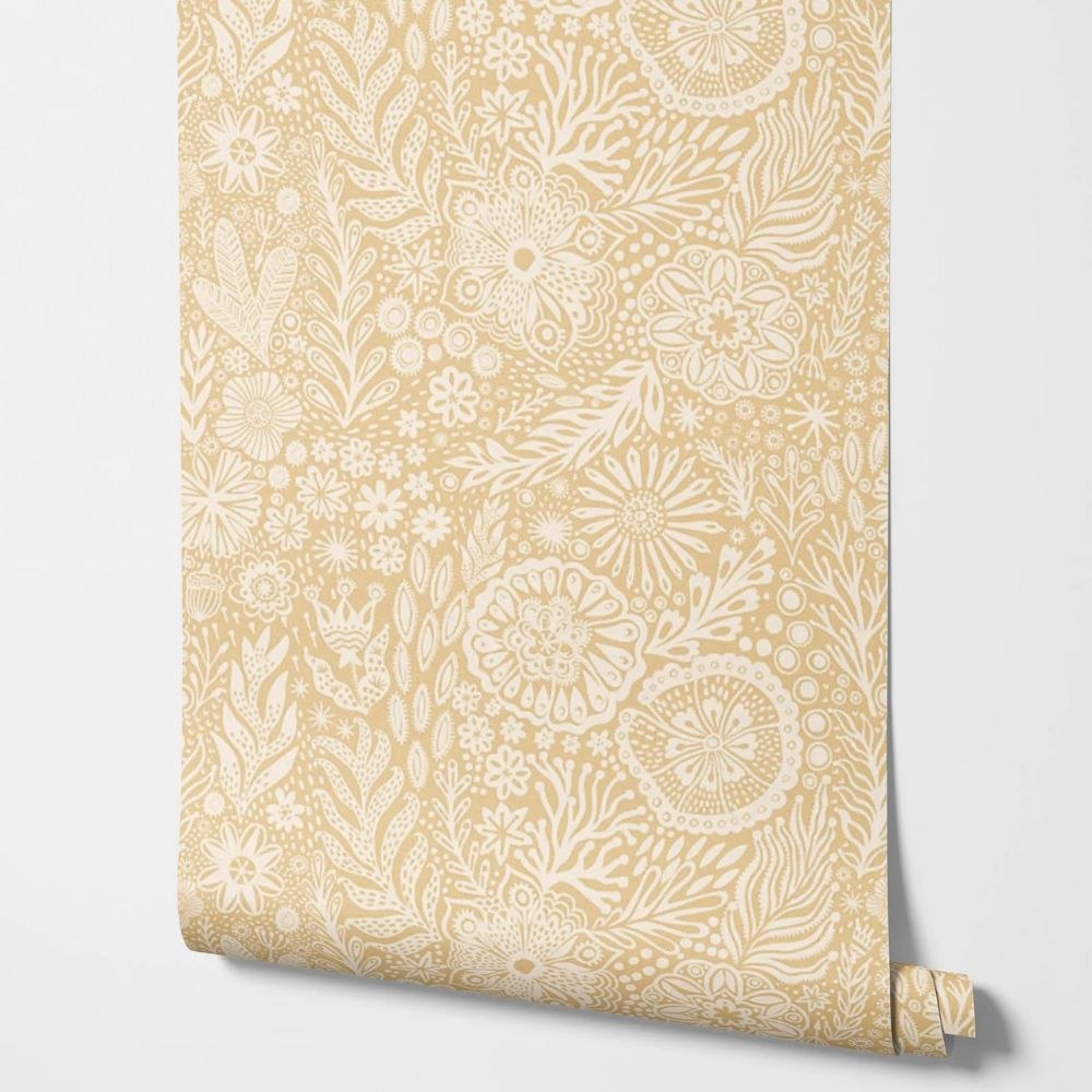 Papier peint tapisserie liberty beige et crème - motif