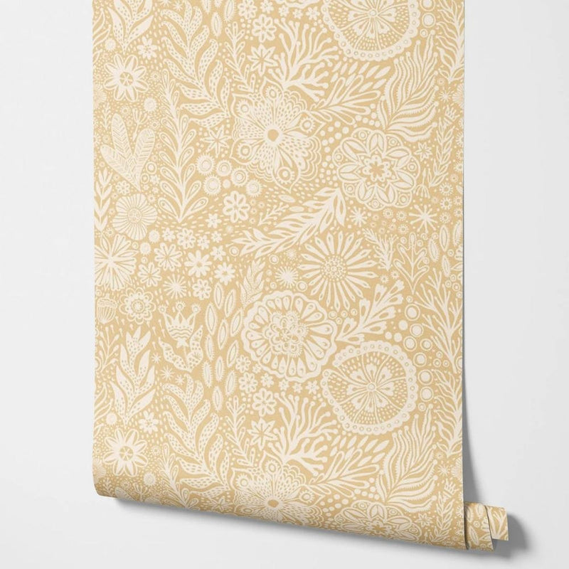 Papier peint tapisserie liberty beige et crème — autocollant