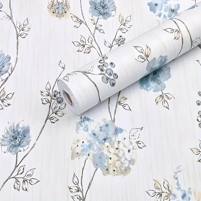 Papier peint tapisserie liberty bleu fleuri — autocollant