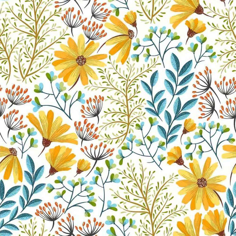 Papier peint tapisserie liberty jaune et bleu — autocollant