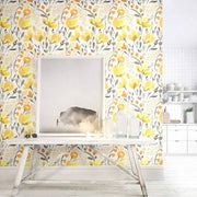 Papier peint tapisserie liberty jaune solaire - Papierpeint - panoramique.fr