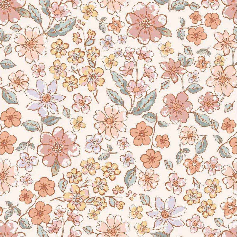 Papier peint tapisserie liberty rose et taupe — autocollant