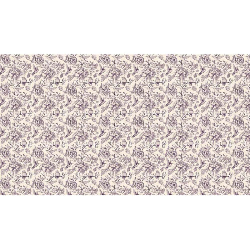 Papier peint tapisserie liberty violet roses et oiseaux — autocollant