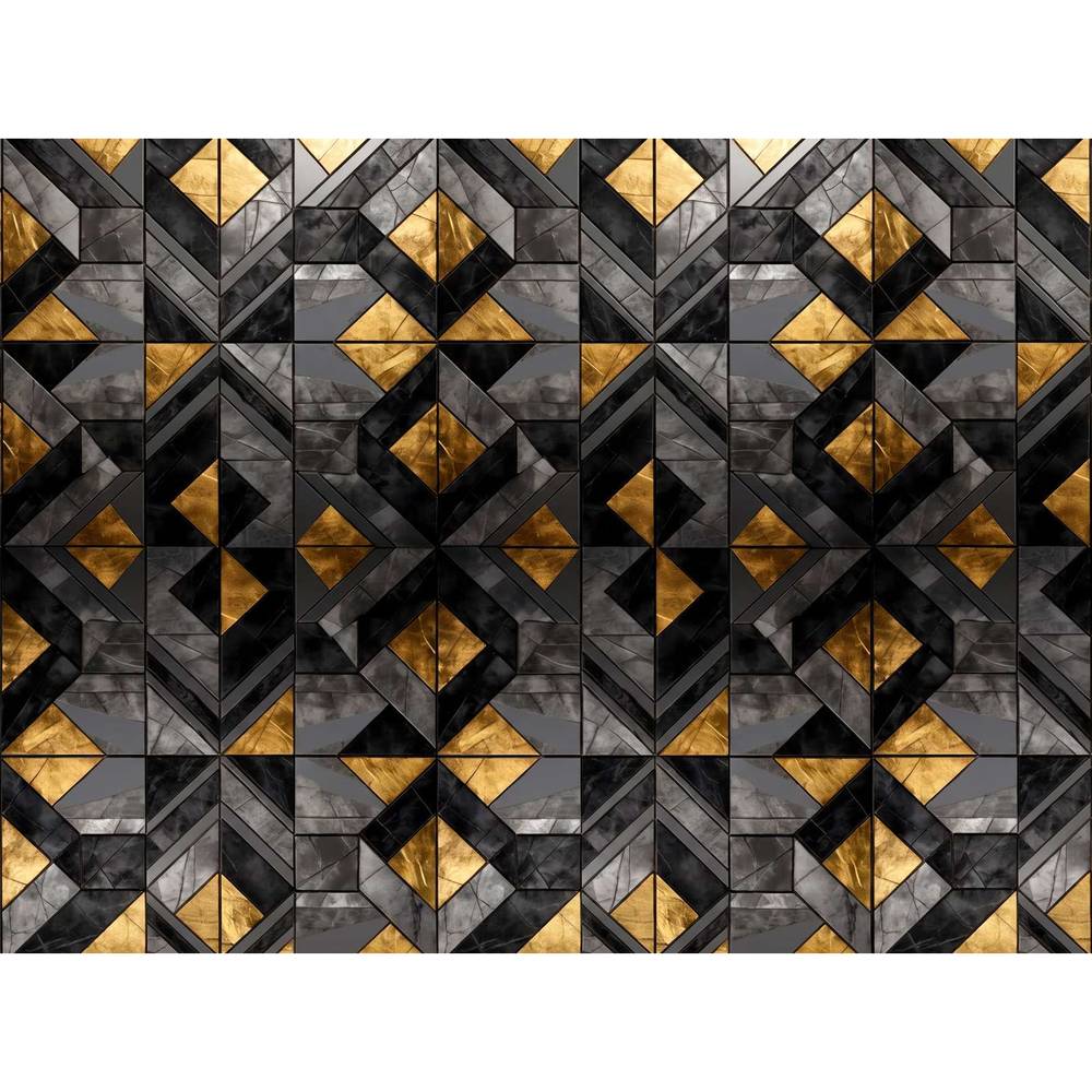 Papier peint tapisserie losanges noir et or - motif