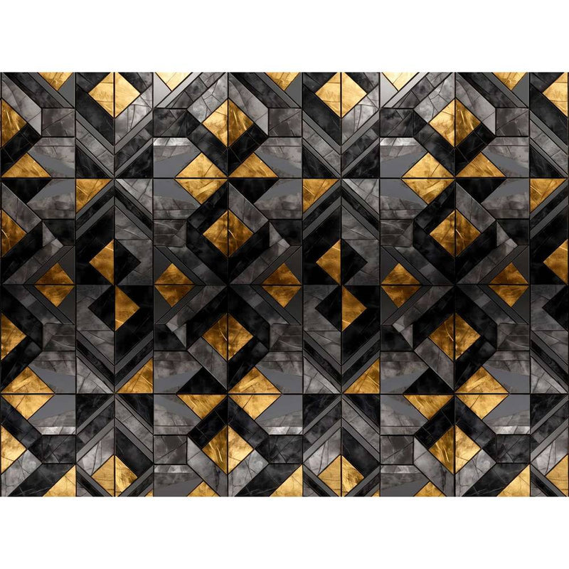 Papier peint tapisserie losanges noir et or — autocollant
