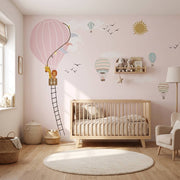 Papier peint tapisserie montgolfière et lion pour chambre d'enfant - Papierpeint - panoramique.fr